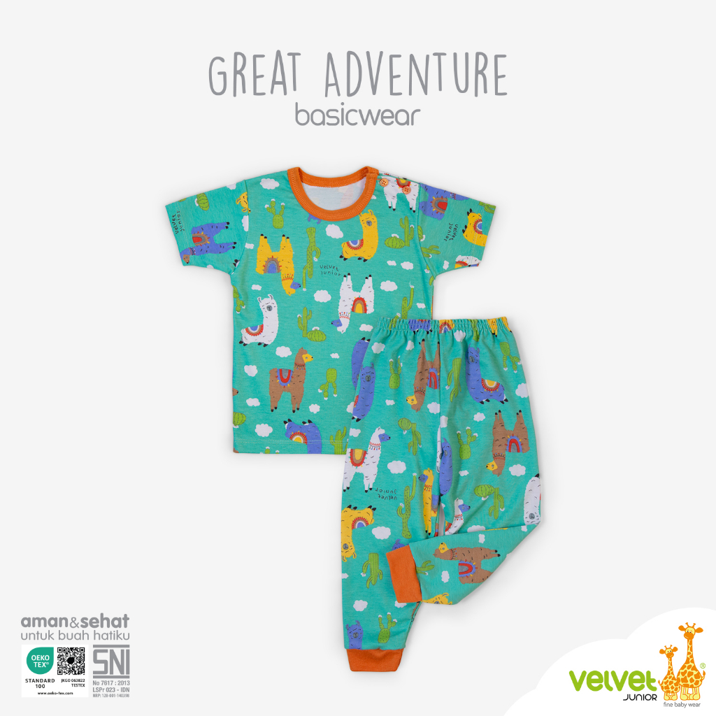 Velvet Junior Setelan Oblong Pendek + Celana Panjang - Piyama Anak