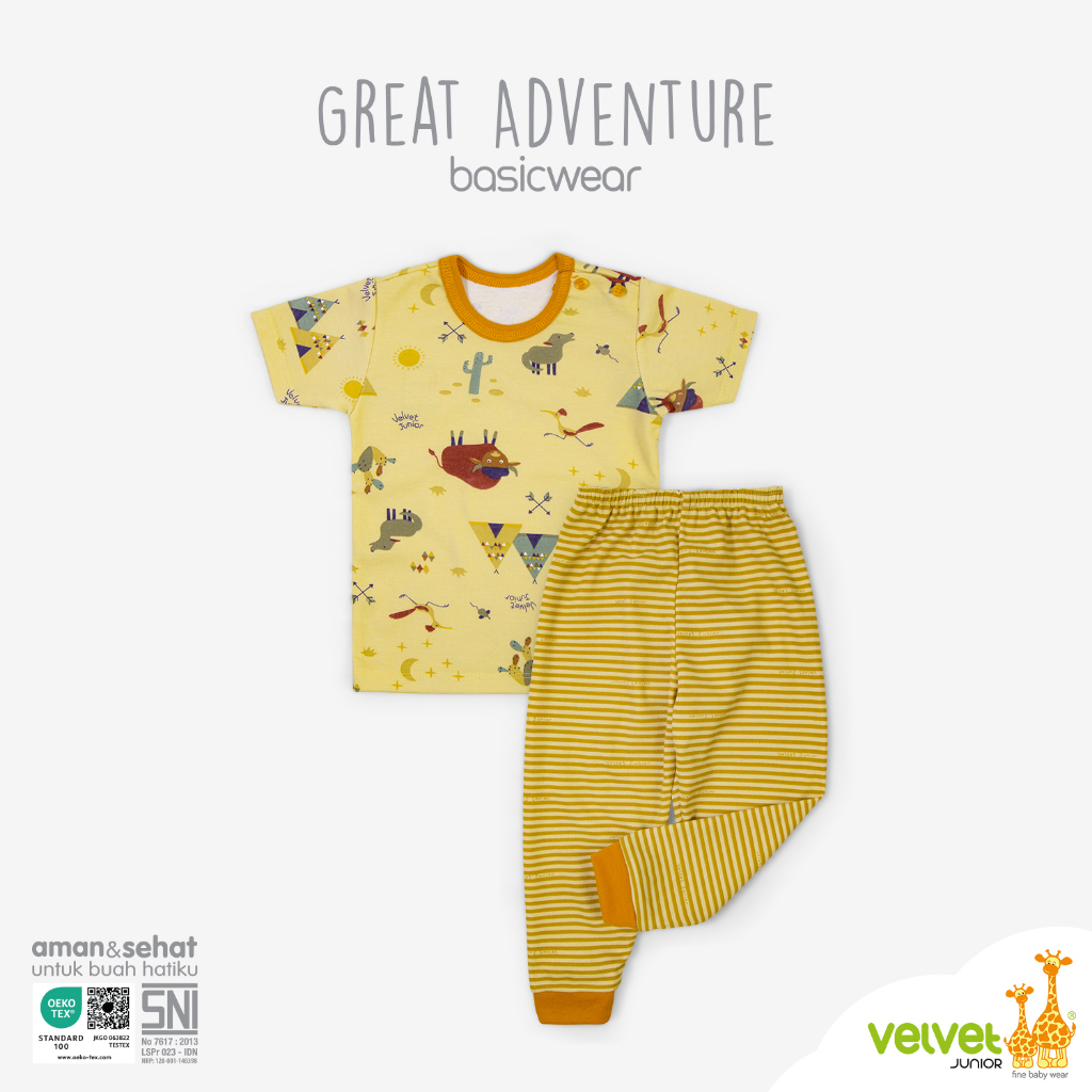 Velvet Junior Setelan Oblong Pendek + Celana Panjang - Piyama Anak