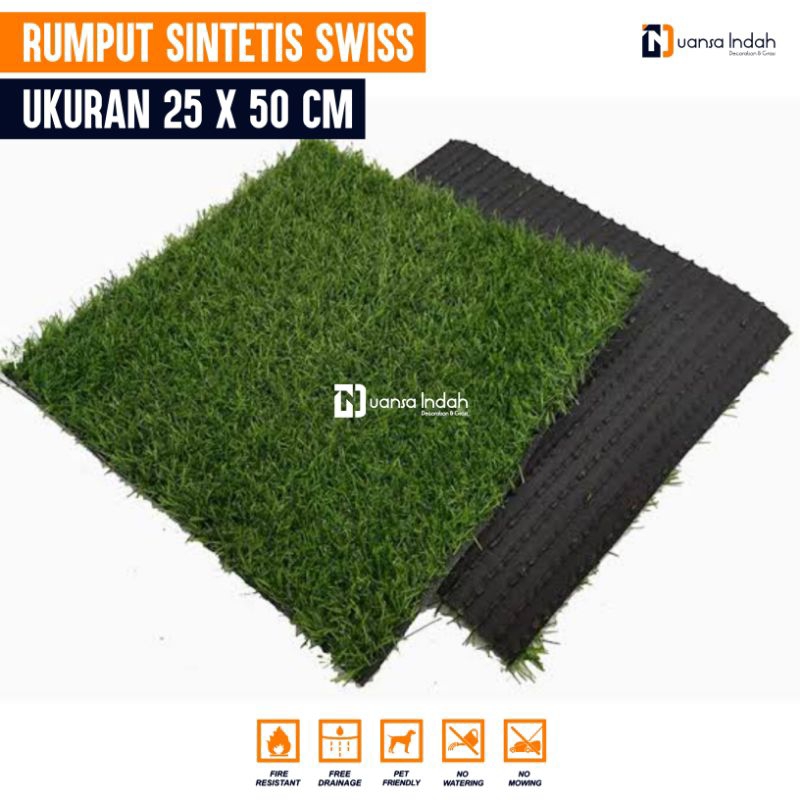 RUMPUT SINTETIS SWISS STANDAR UKURAN 25x50 CM