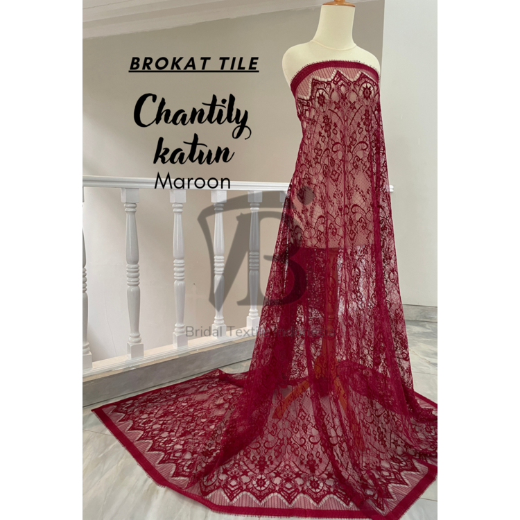 Bahan Kain Brokat Brukat Semi France Prancis Chantily Santili Lace Katun Series Kebaya Pengantin War