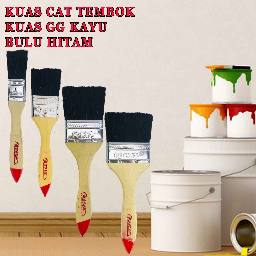 Kuas Cat Gagang Kayu * Kuas Cat Tembok * Kuas Bulu Hitam