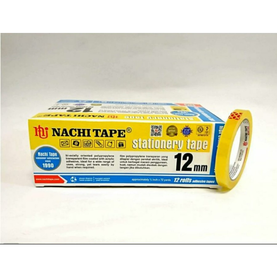 

Nachi Stationery Tape / Isolasi 1/2" Dus Kuning (12mm x 72 yard)