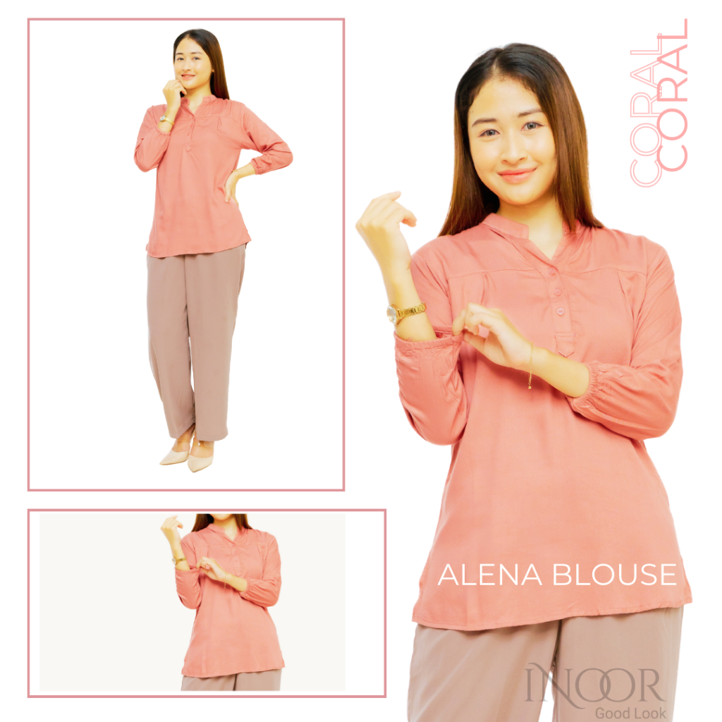Alena Blouse Size Standar dan Jumbo Cotton Twill Rayon Uniqlo// ATASAN WANITA // BLUS KERJA // Blous