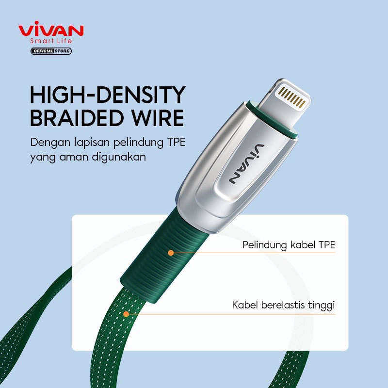 VIVAN BTK-LS Kabel Lightning Fast Charging Original 2.4A - 100CM - Garansi Resmi 1 Tahun