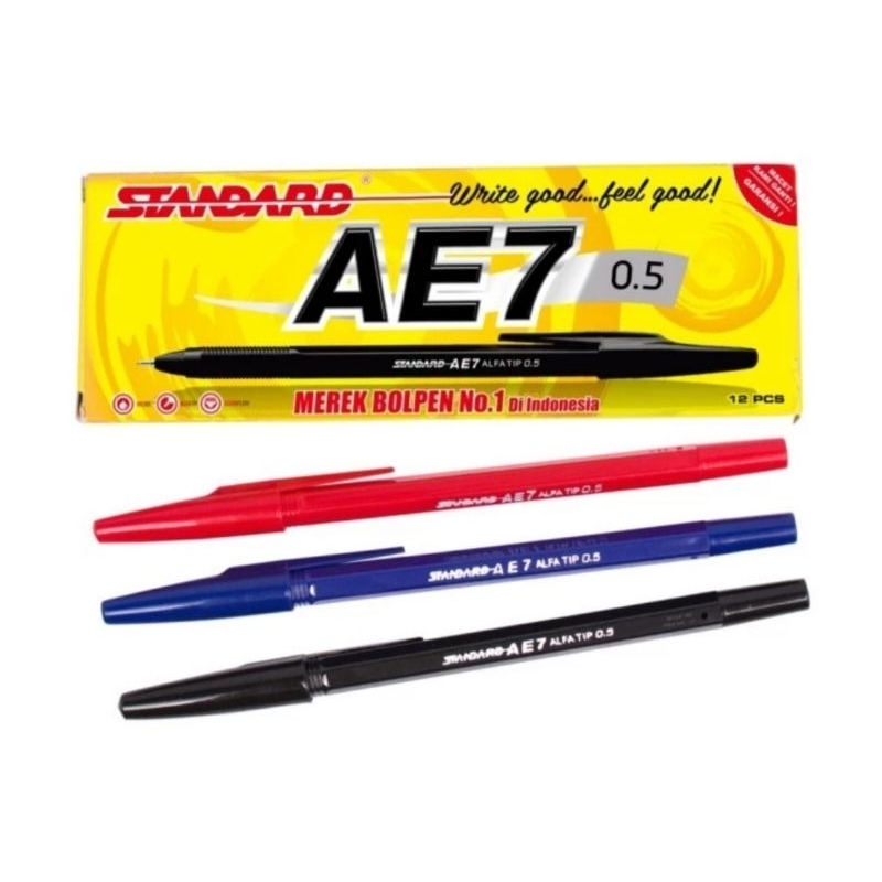 

Pulpen Standard AE7 Bulpen Bolpoin Hitam,Merah,Biru ORI-1pc