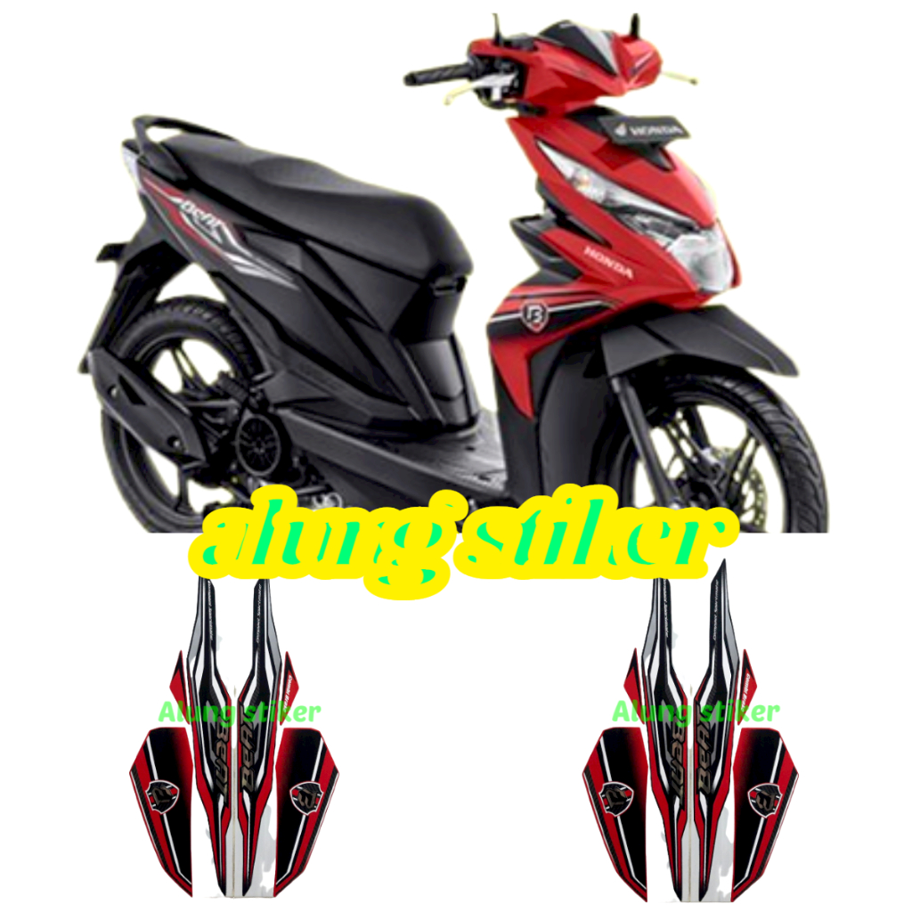 STIKER STRIPING LIS BODY MOTOR BEAT FI 2019 ISS HITAM-MERAH