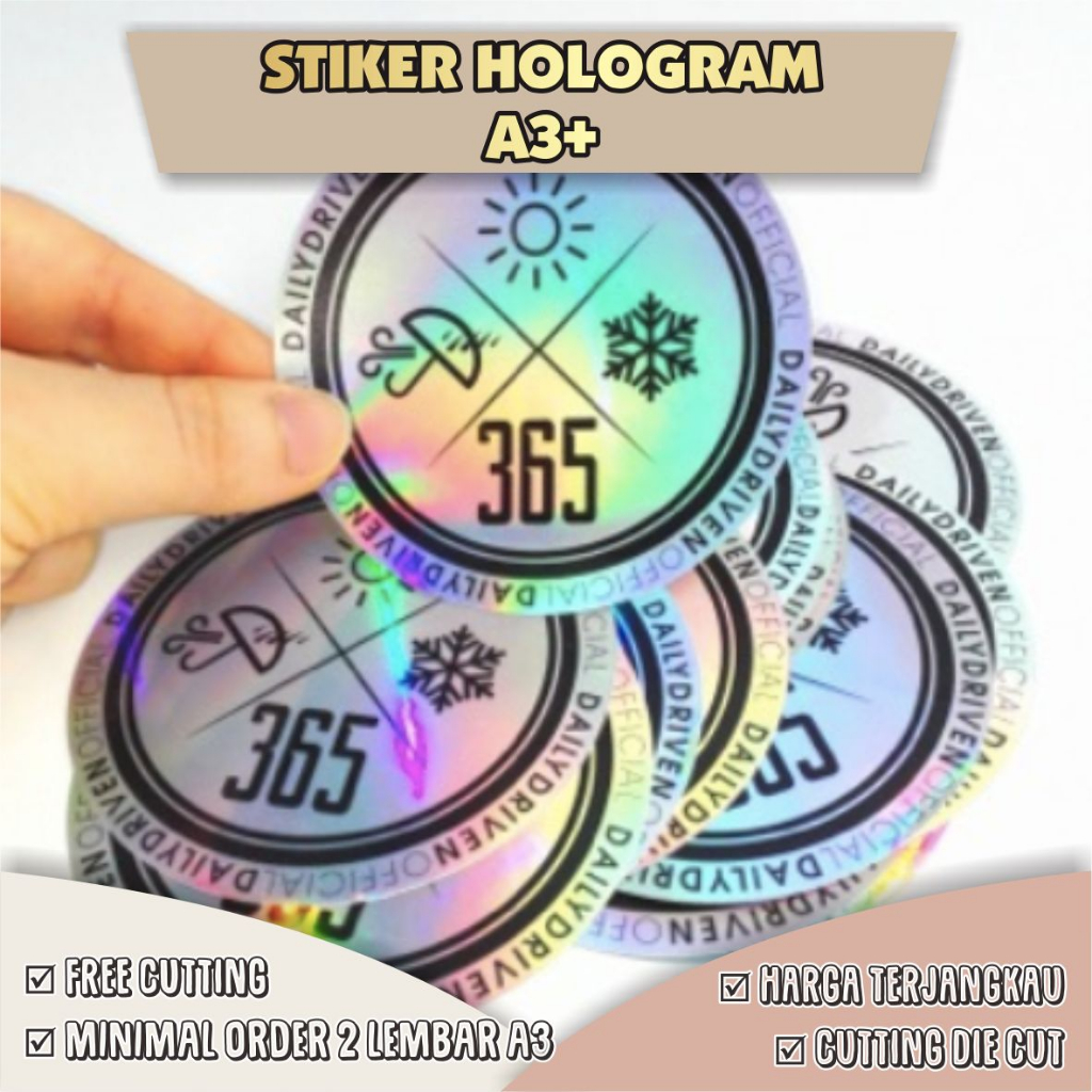 

CETAK STIKER HOLOGRAM RAINBOW A3+ FREE CUTTING