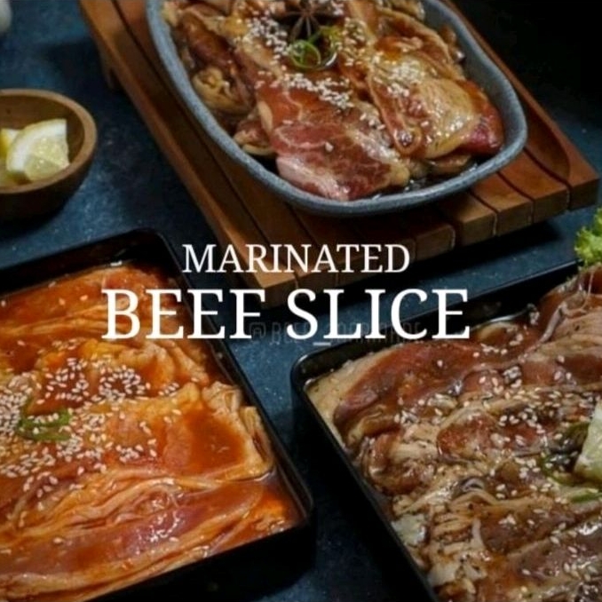 

Beef Slice Marinated BBQ, Bulgogi, Gochujang, Yakiniku, Teriyaki/Blackpepper 500gr