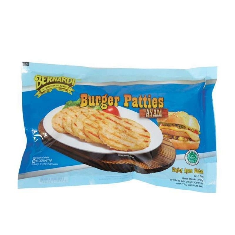 

Bernardi Patties Burger Ayam / Daging Ayam Isian Burger | Berat Bersih 270gr