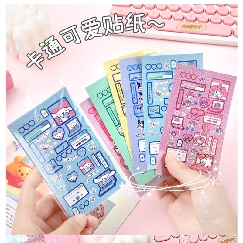 

6 lembar sticker - cute sticker - stiker lucu jurnal scrapbook bullet journal - stiker anti air
