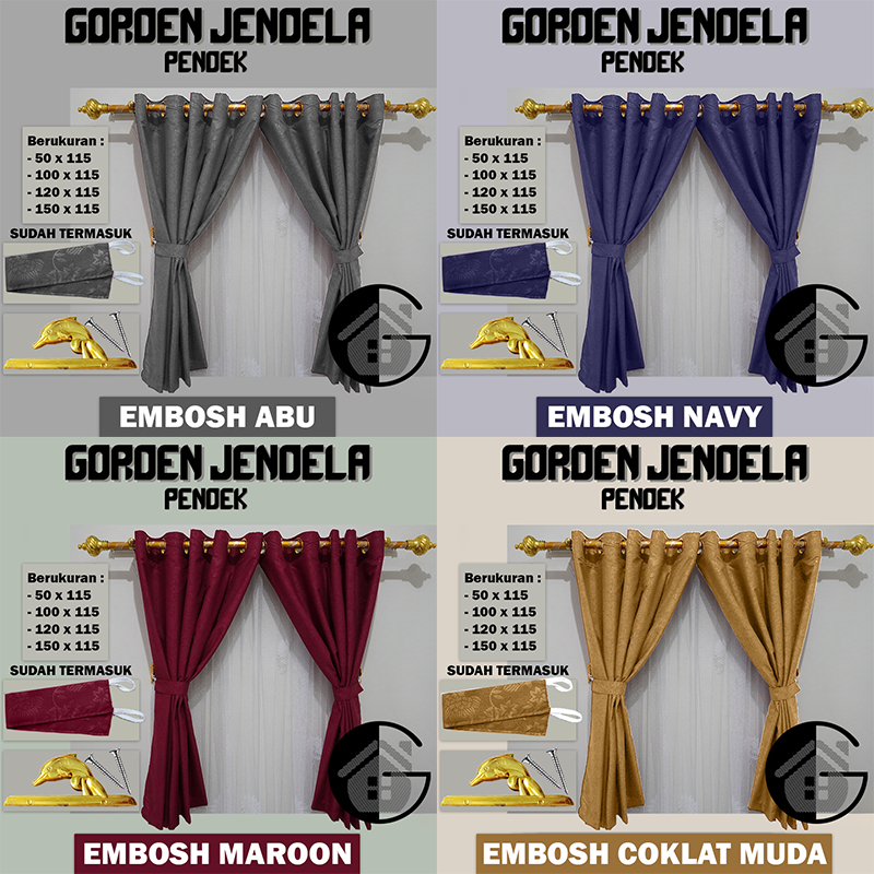 GORDEN JENDELA KAMAR GORDEN KAMAR TAMU GORDEN MINIMALIS PENDEK TINGGI 120CM RING/ HORDENG JENDELA SMOKRING