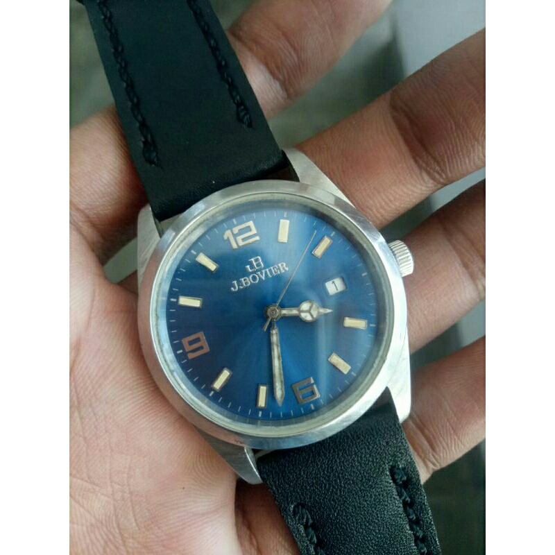 jam tangan J.BOVIER BLUE DIAL ORIGINAL SWISS second