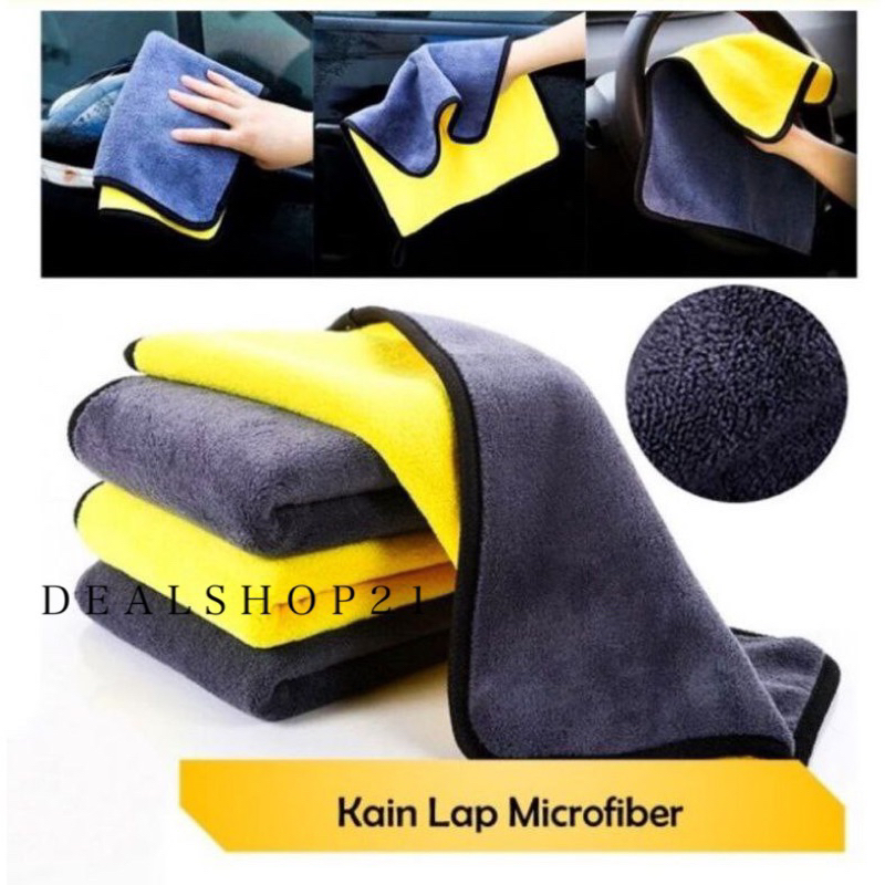DEALSHOP21 | KAIN LAP MOBIL MICROFIBER 30 X 30 / KAIN LAP KUNING SERBAGUNA 30X30 / KAIN LAP MOTOR DAPUR / CAR WASH TOWEL