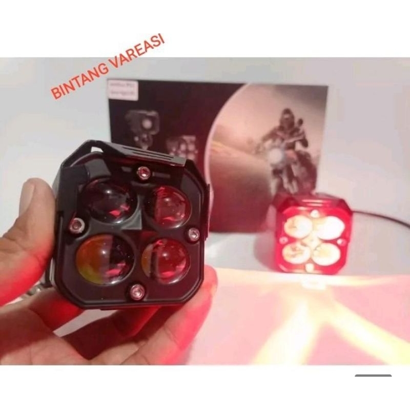 LAMPU SOROT 4 MATA P61 AESLUX DEVIL RED LAMPU LED MOTOR MOBIL TEMBAK TEMBUS KABUT