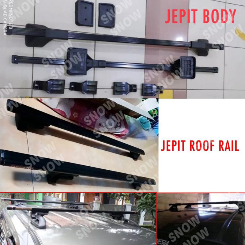 Kaki Rack Cross Bar Jepit Body / Roof Rail Mobil Universal Avanza Sigra Calya Innova Kijang Rush Terios Fortuner Ertiga Panther Brv Mobilio