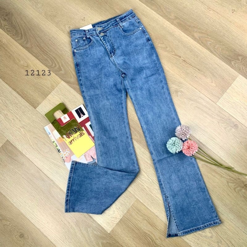 12123 Celana Jeans Cutbray Slit Jeans Twin Button Premium G1G2 / Cutbray Jeans Kekinian Tebal Import