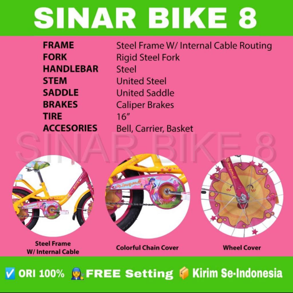 Sepeda Mini Anak Perempuan HONEYROSE by UNITED Bike Uk 12 16 18 Inch