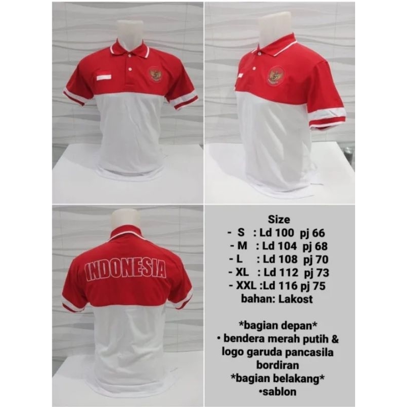Kaos Kerah Merah Putih Bendera Indonesia 17 Agustus