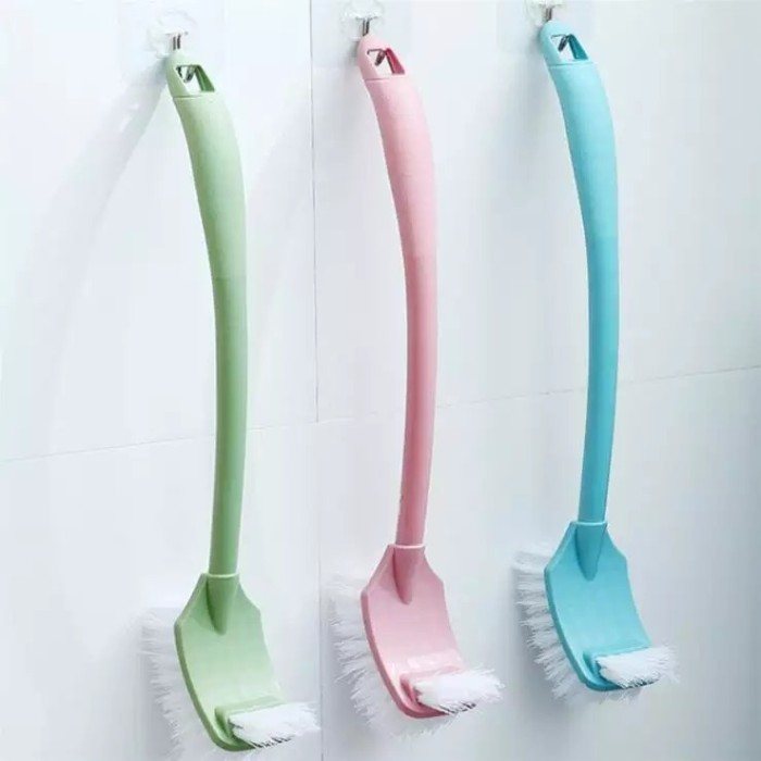 Sikat Toilet 2 Sisi Gagang Panjang / Alat Gosok Lantai Kamar Mandi Kloset / Long-Handled Toilet Brush Double-Sided / Sikat Pembersih WC Closet Sudut 2 Sisi Melengkung Lengkung Bengkok Serbaguna