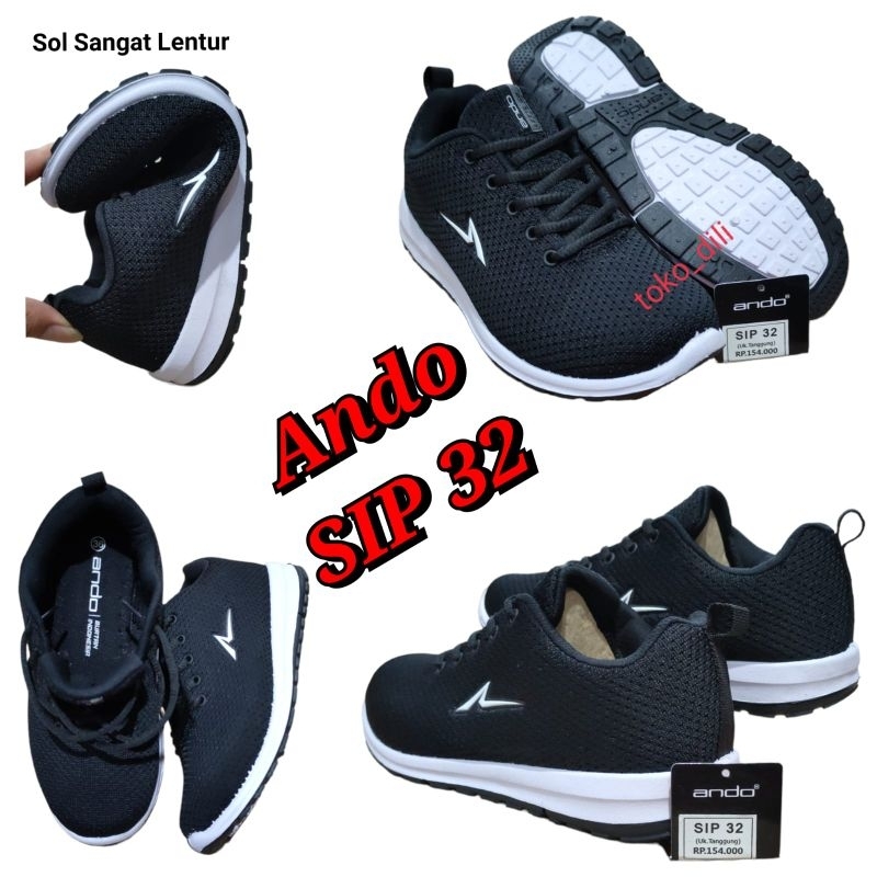 Sepatu Ando 33/36 tali Hitam/ Putih Di jamin Original.