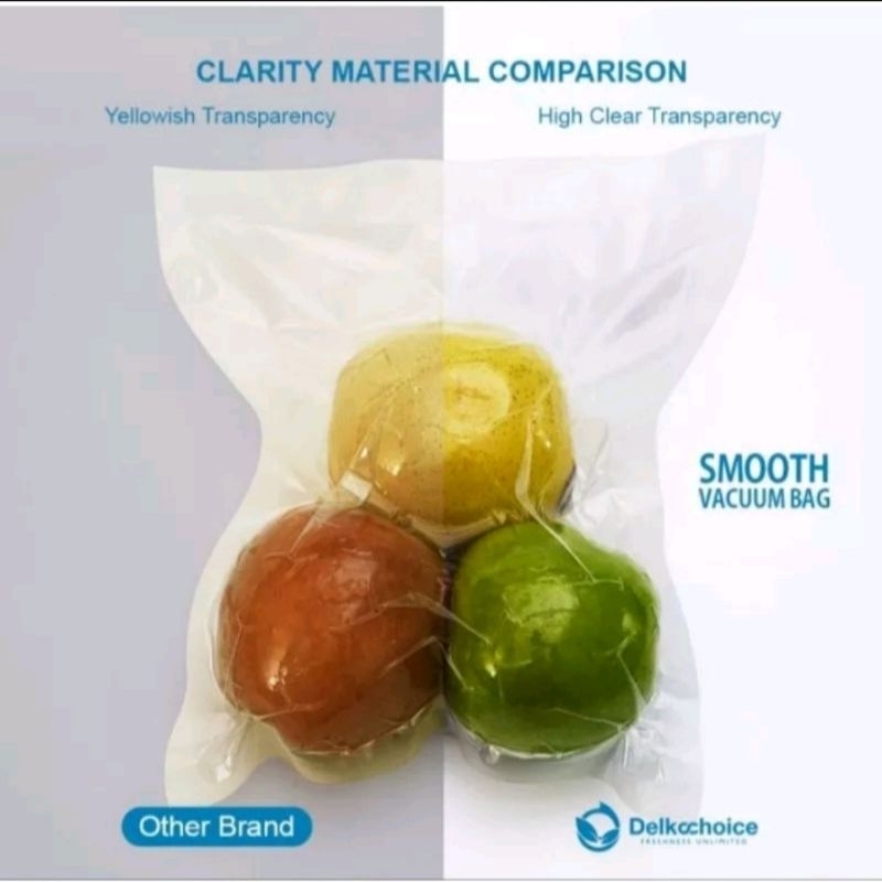 PLASTIK VAKUM PREMIUM VACUUM BAG EMBOSS DELKOCHOICE PAKET ISI 10 LBR