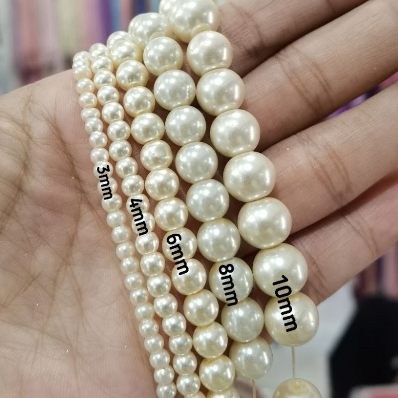 MUTIARA SINTETIS BERAT UKURAN 8 MM KUALITAS BAGUS DAN KILAP PER RENTENG (BAGIAN 2)