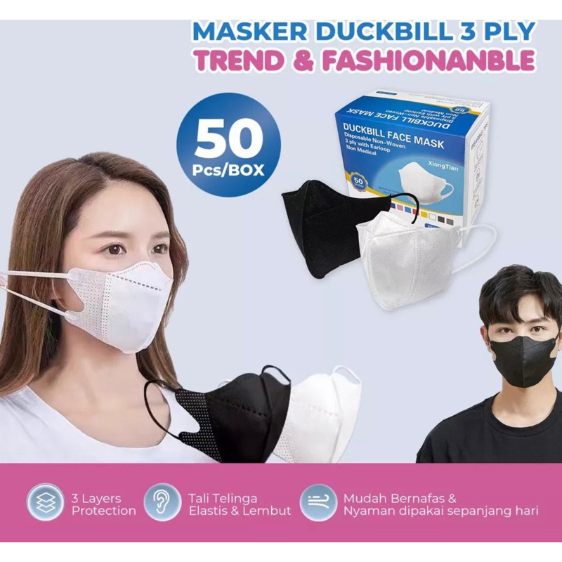 MASKER DUCKBILL 3PLY 50PCS WARNA WARNI VD