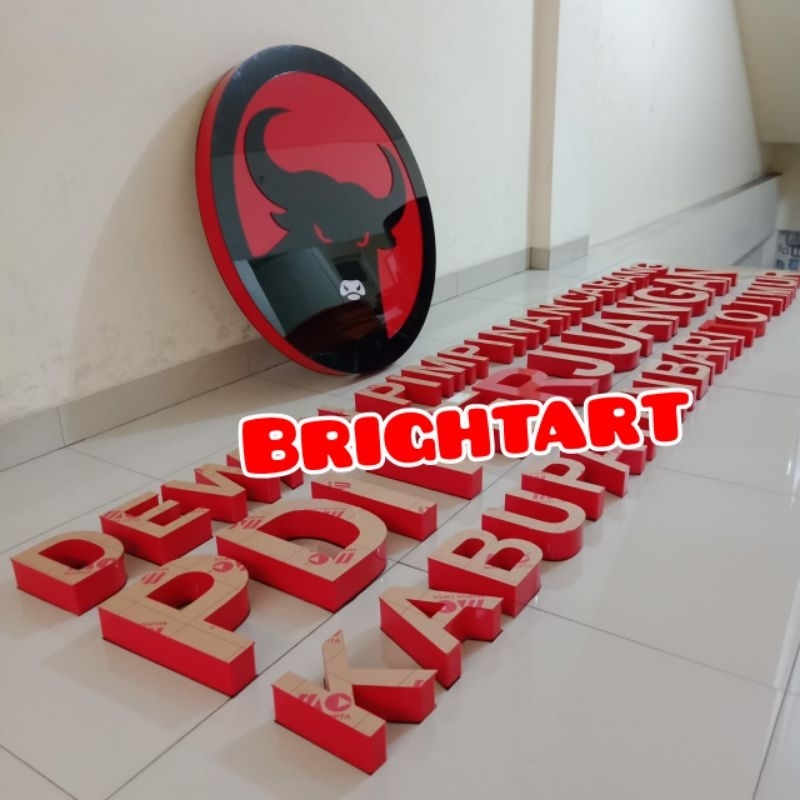 Huruf timbul akrilik 3D tanpa LED. Signage Plang Toko huruf akrilik