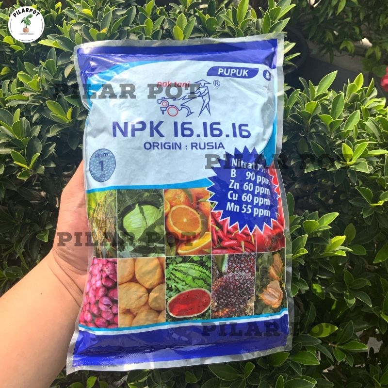 PUPUK PAK TANI NPK 16-16-16 BIRU ORIGIN RUSIA KEMASAN PABRIK 1 KG - NPK RUSIA