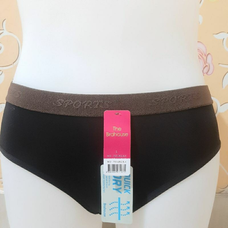 The Brahouse Panty Quick Dry Original Branded Full Label-Black Ban Brown ,L