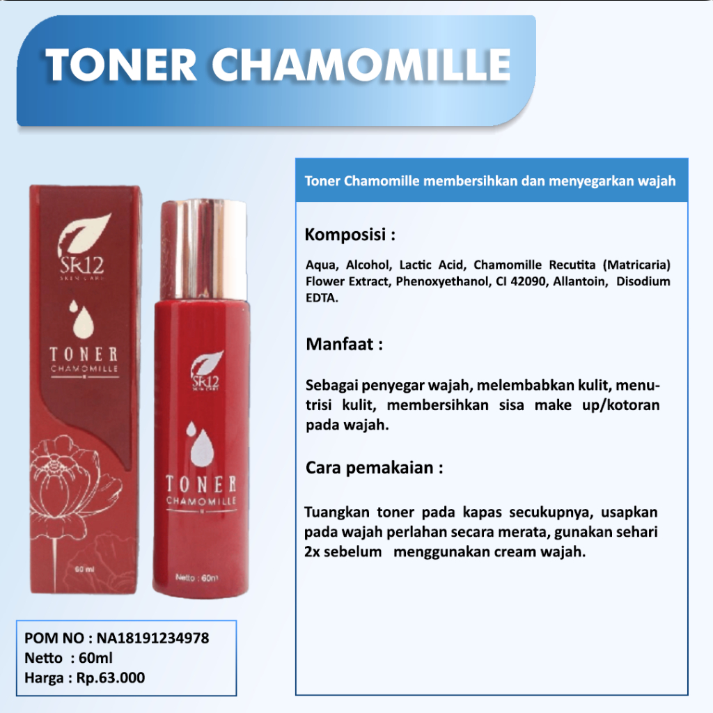 Toner With Chamomille SR12 - Penghilang Mata Panda Paling Ampuh BPOM Mengurangi Lingkar Hitam Pada Mata Menutrisi Kulit