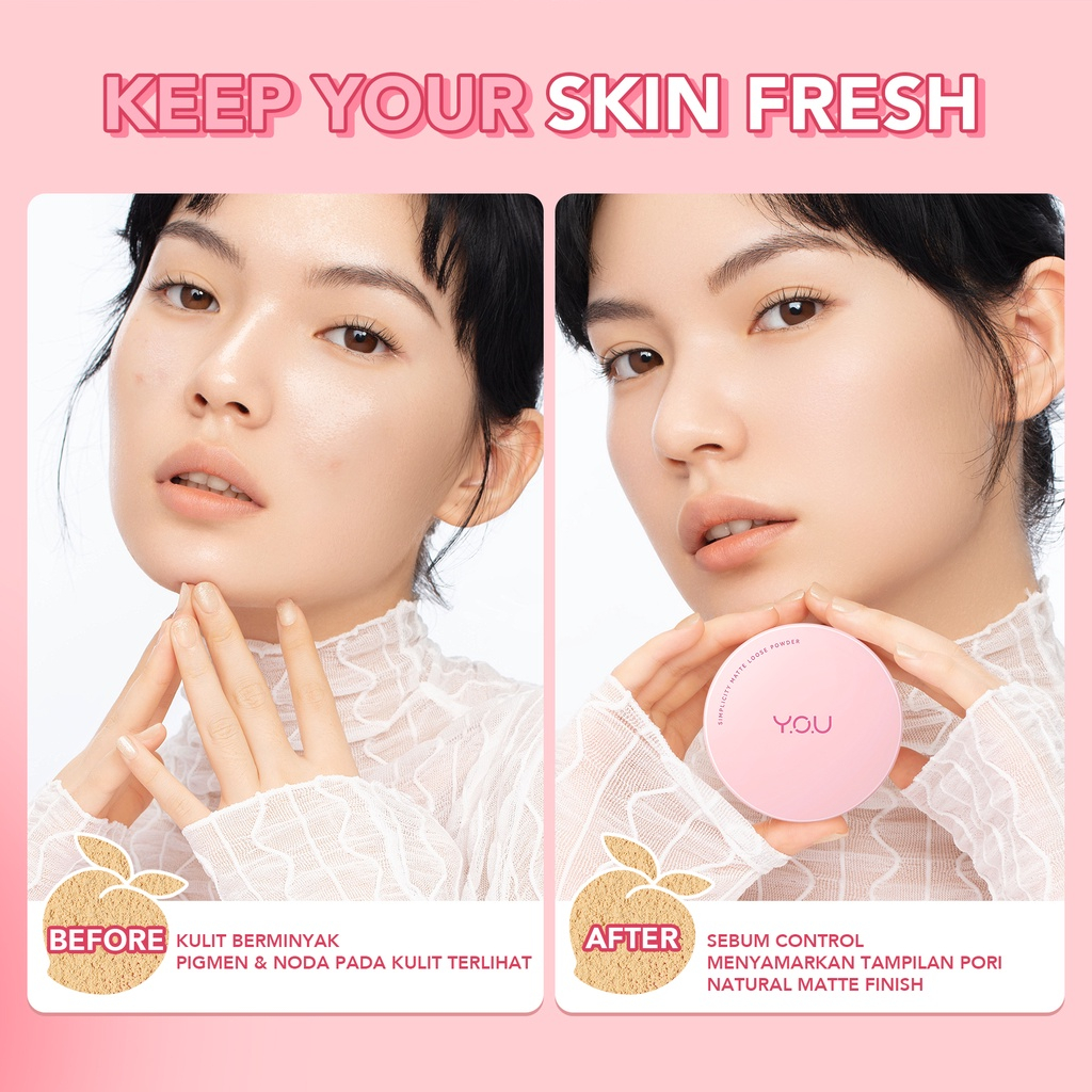 YOU The Simplicity Perfect Matte Loose Powder / Bedak tabur YOU / Tahan Lama Ringan / YOU Simplicity