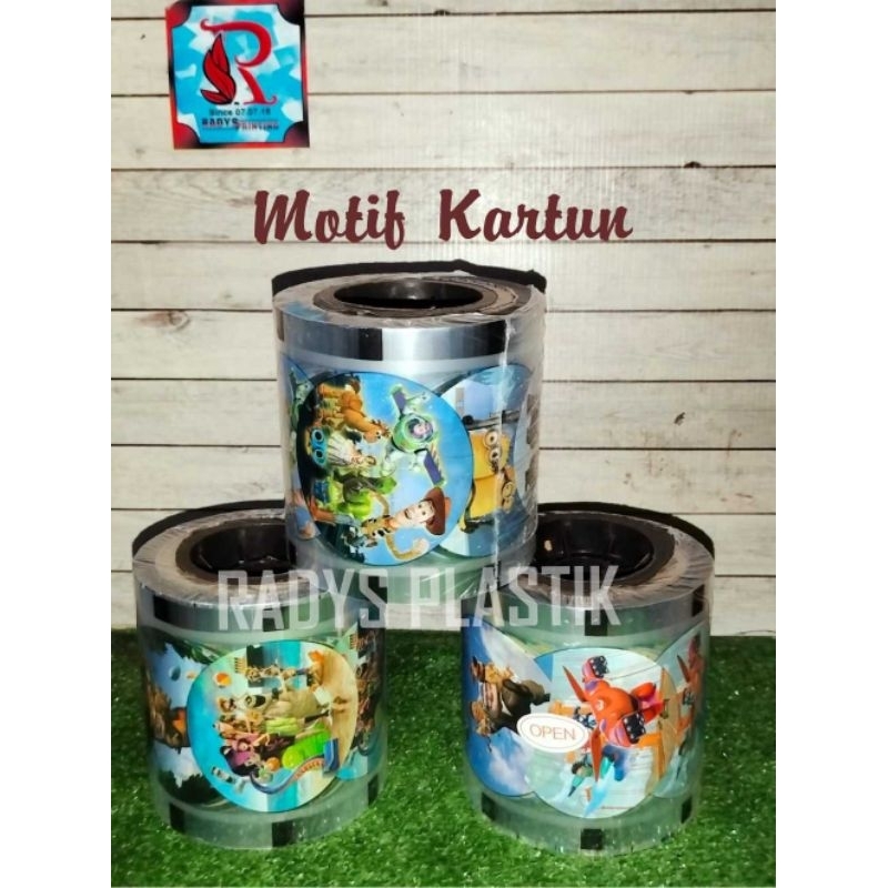 Doradoray_  Plastik Lid Cup Isi 1000Cup Sealler Cup Motif Buah Kartun Polos Isi 1000Pcs