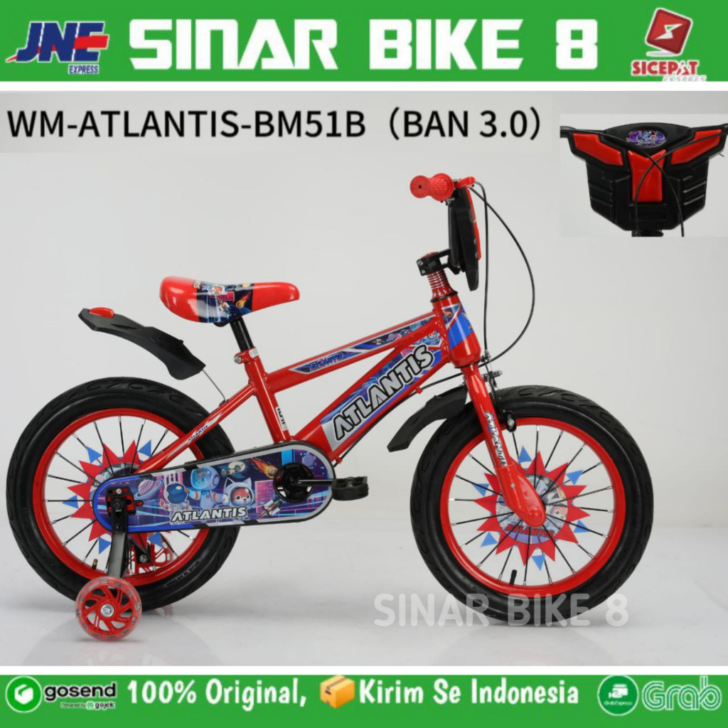 Sepeda Anak Laki BMX Atlantis 51B Ban Jumbo 2.50 Musik &amp; Lampu Ukuran 18 Inch