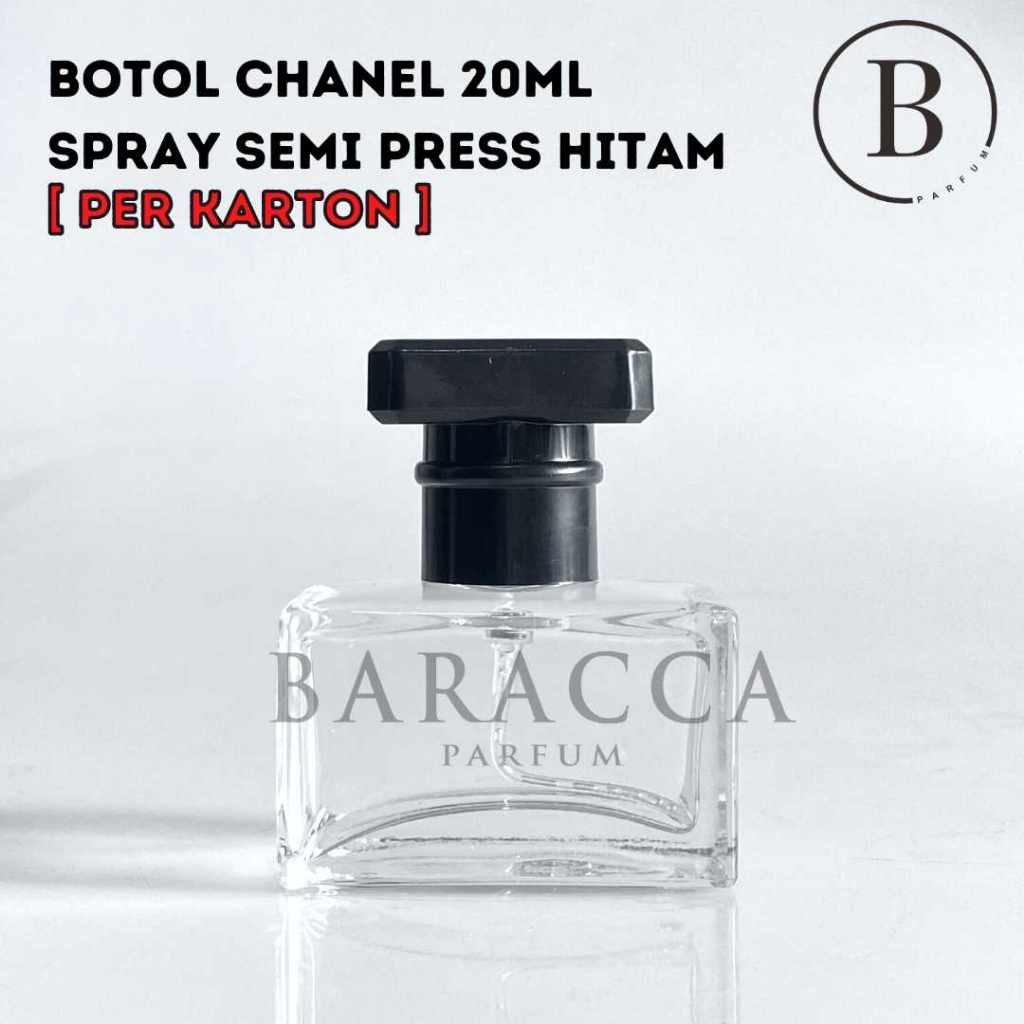 Botol Parfum Chanel 20ML Semi Press Hitam - Botol Parfum Kosong Chanel - Botol Parfum Kaca 20ML