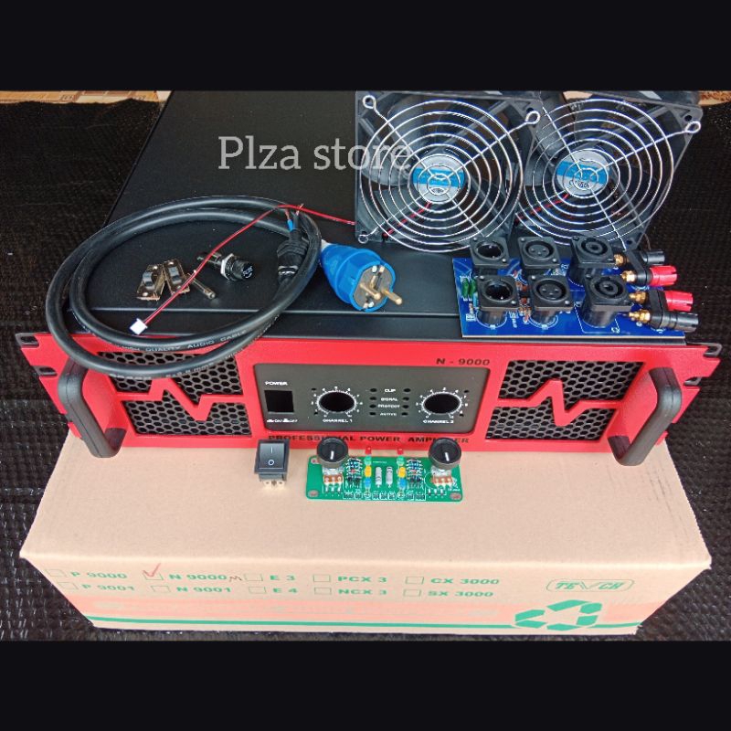 Bok power amplifier tipe N9000 merah lengkap aksesoris ukuran 3U Box power amplifier N9000 lengkap d