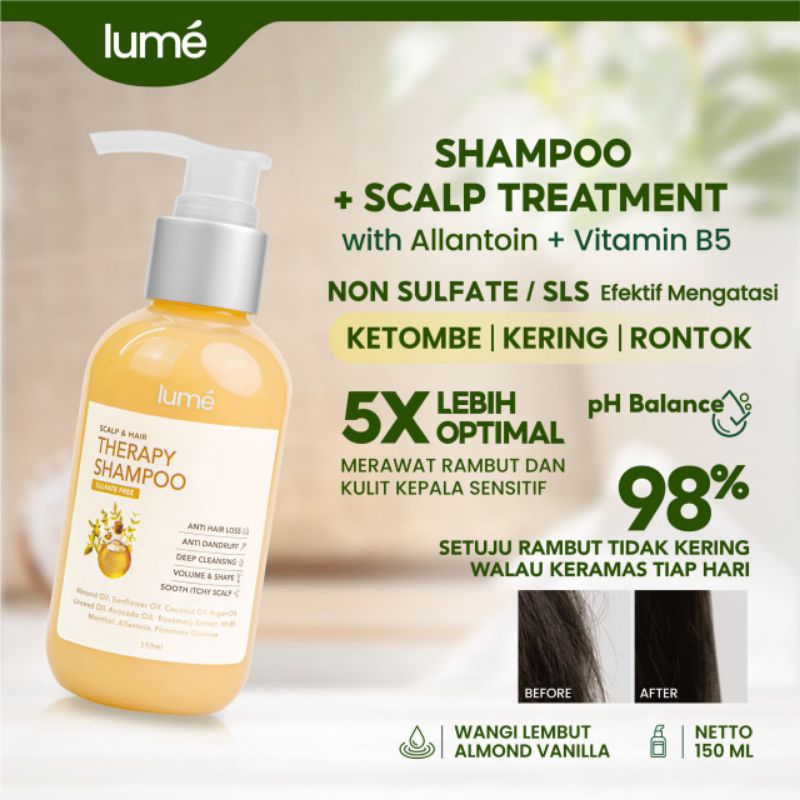 Lume Therapy Shampoo Scalp Treatment Rambut Rontok Kering Ketombe Non Sulfate SLS