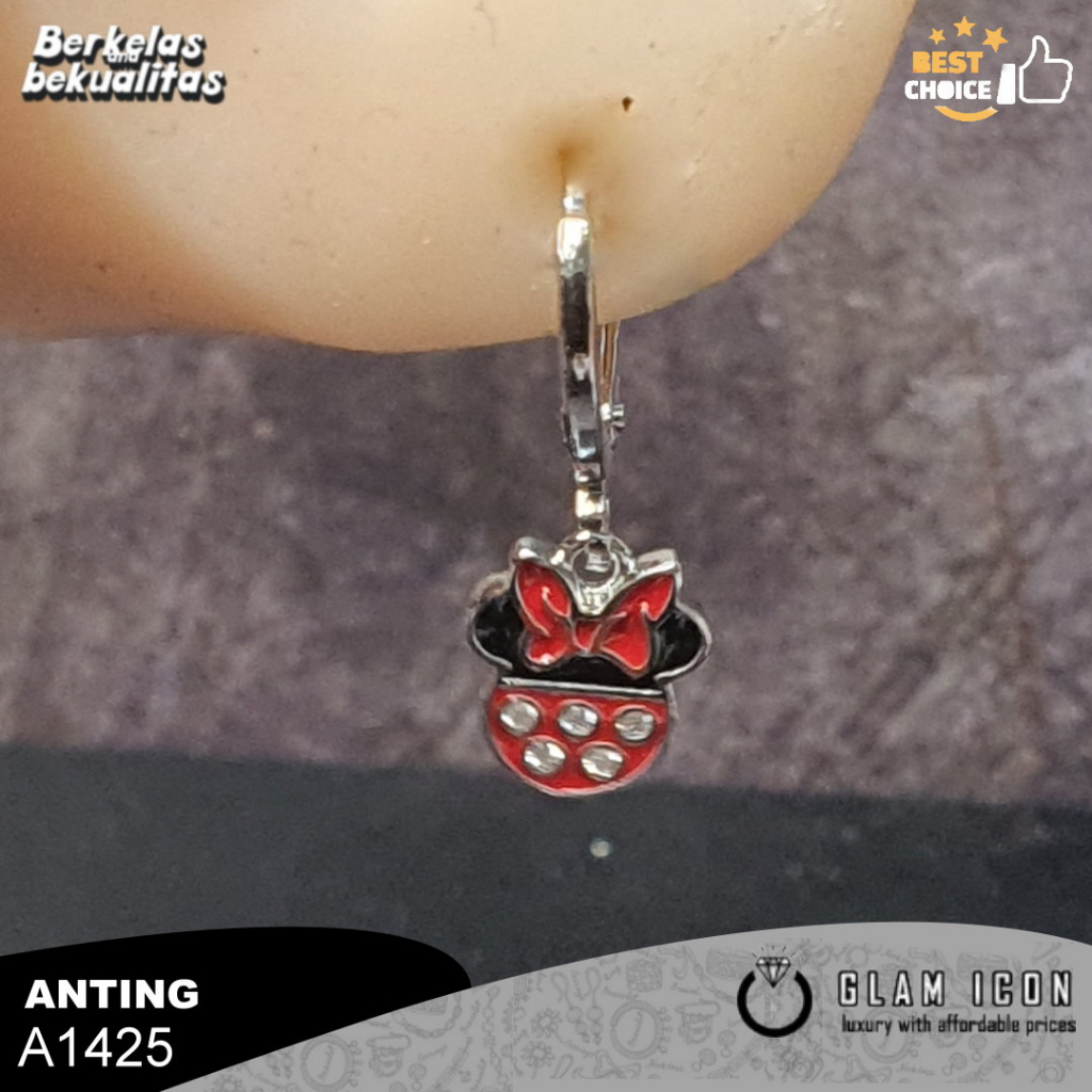 Anting anak karater mini pita red A1425 AAS