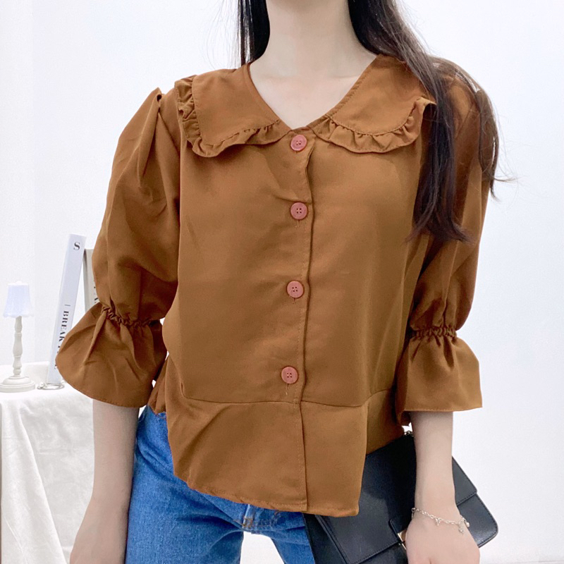 NA-BI Top Korean Collar Blouse Puffy Sleeves 0288-043