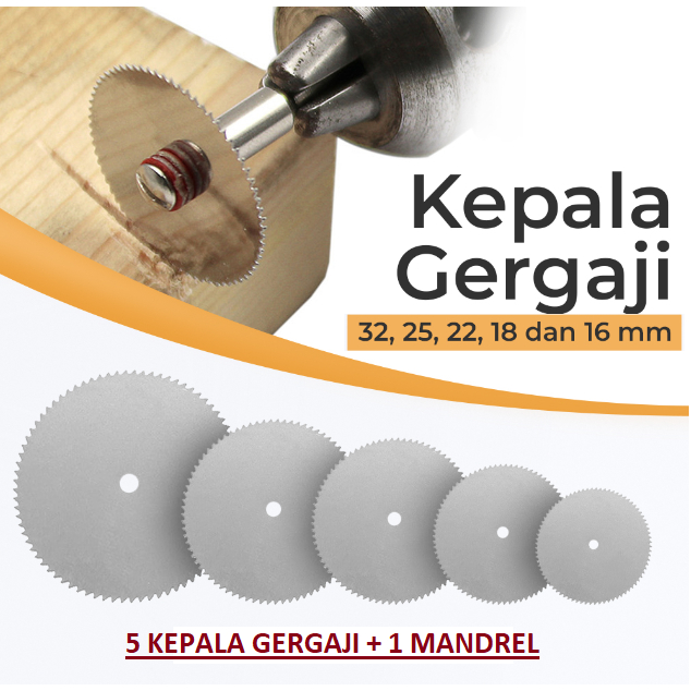 Mata Gergaji Mini Grinder Bor Tuner Set 5pcs Dengan Satu Mandrel