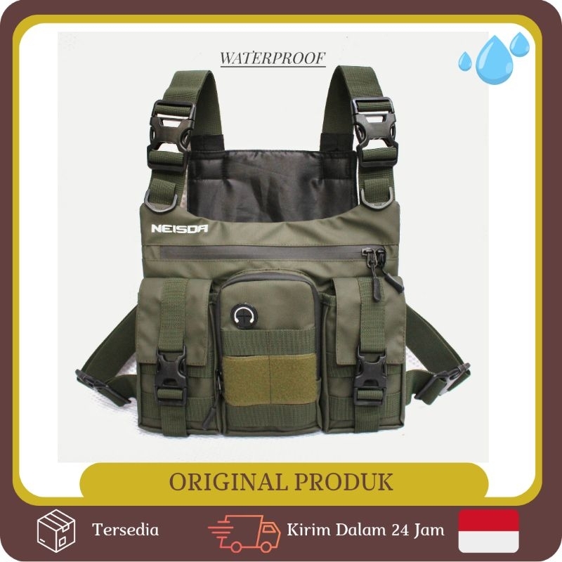 Chest Bag Tactical Tas Dada Pria Waterproof Rompi Outdoor TAS DADA ANTI AIR