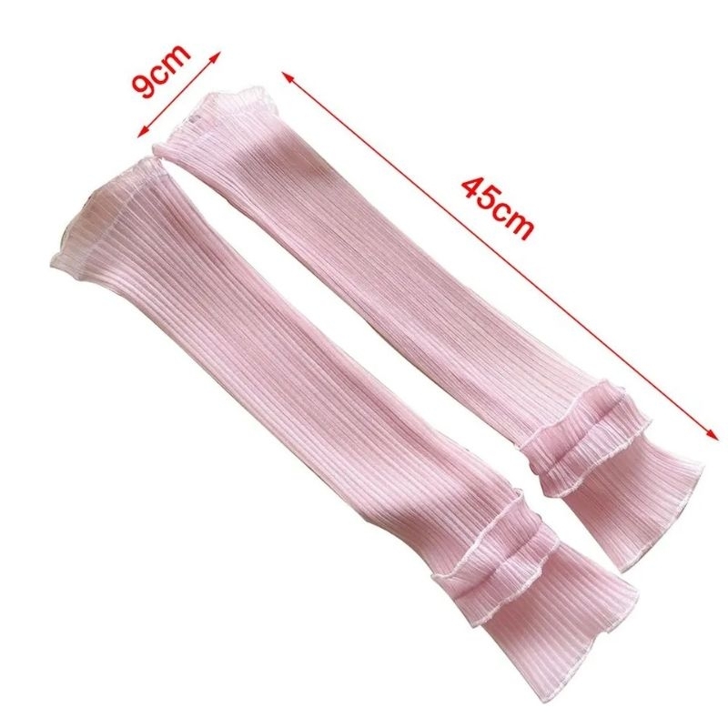 Sarung tangan transparan korean style fingerless pleated gloves