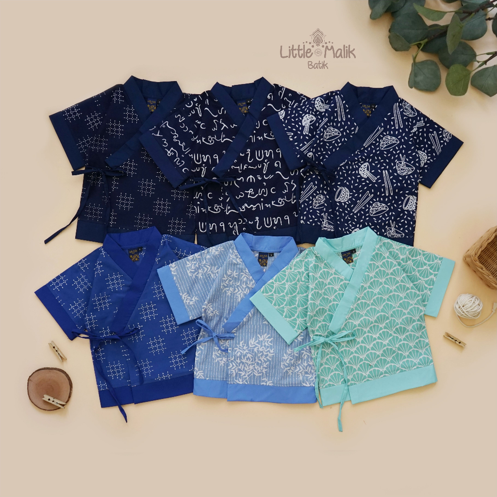 Batik Kimono Anak By Little Malik Batik Navy, Biru dan Toska