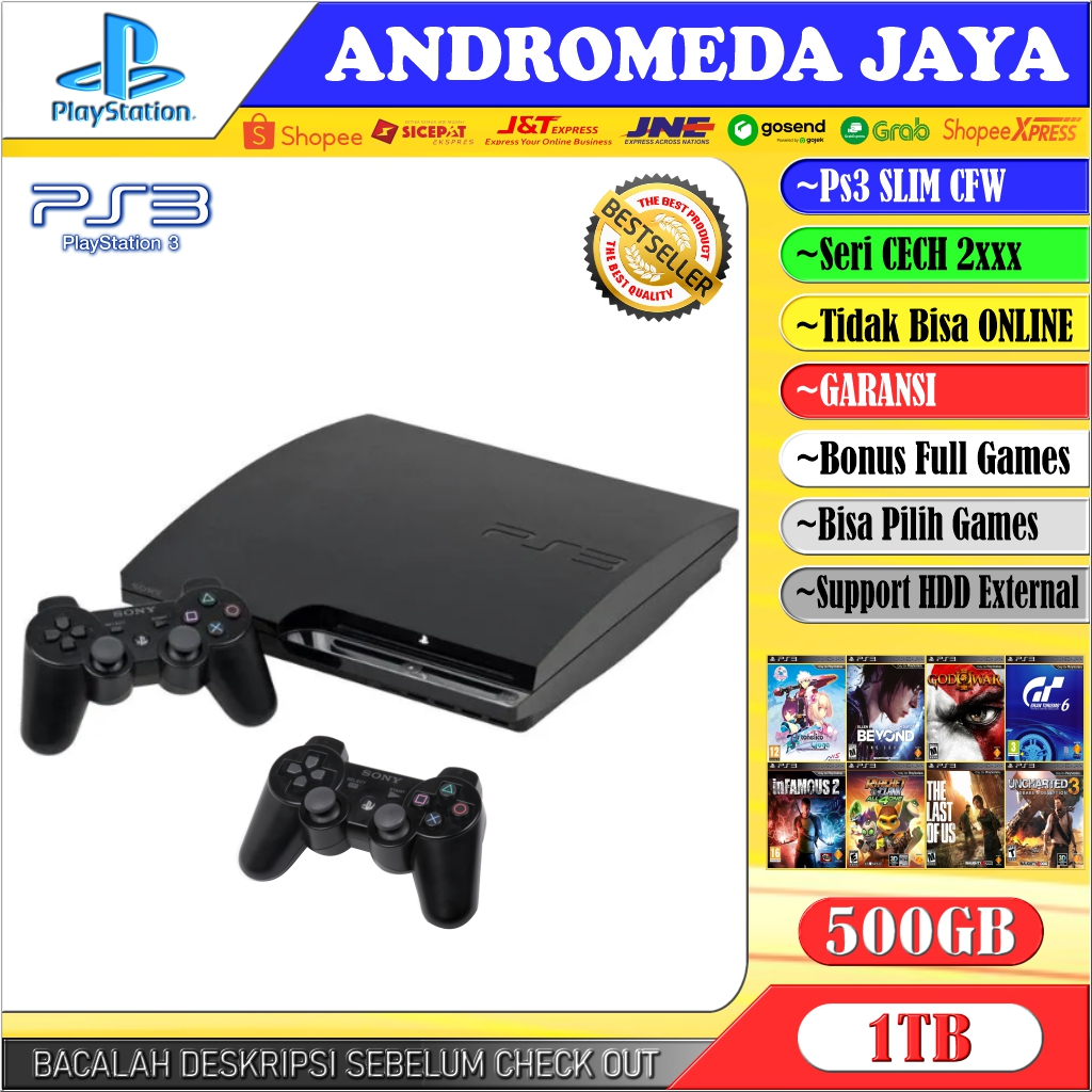 PS3 SLIM CFW SERI 2000 HDD 500GB/1TB FULL GAMES