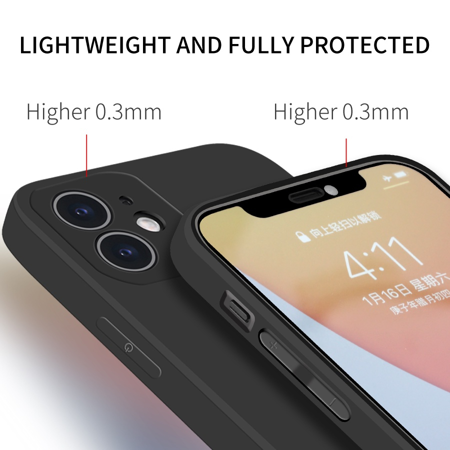 TOMCASES Premium Silicone Soft Case Shockproof Square Edge Non LOGO FOR IPHONE 14 13 13 PRO 13 PRO MAX 13 MINI 12 11 X XS XR 6 6S 7 7 PLUS FULL PROTECTION