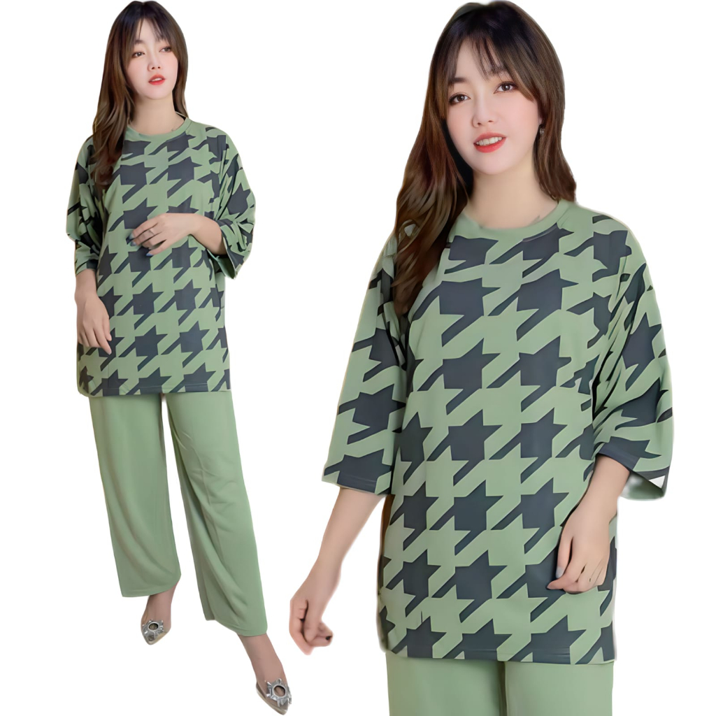 VISTATERRY LD 120 SETELAN WANITA CELANA DAN ATASAN OVERSIZE WANITA HOSTUT