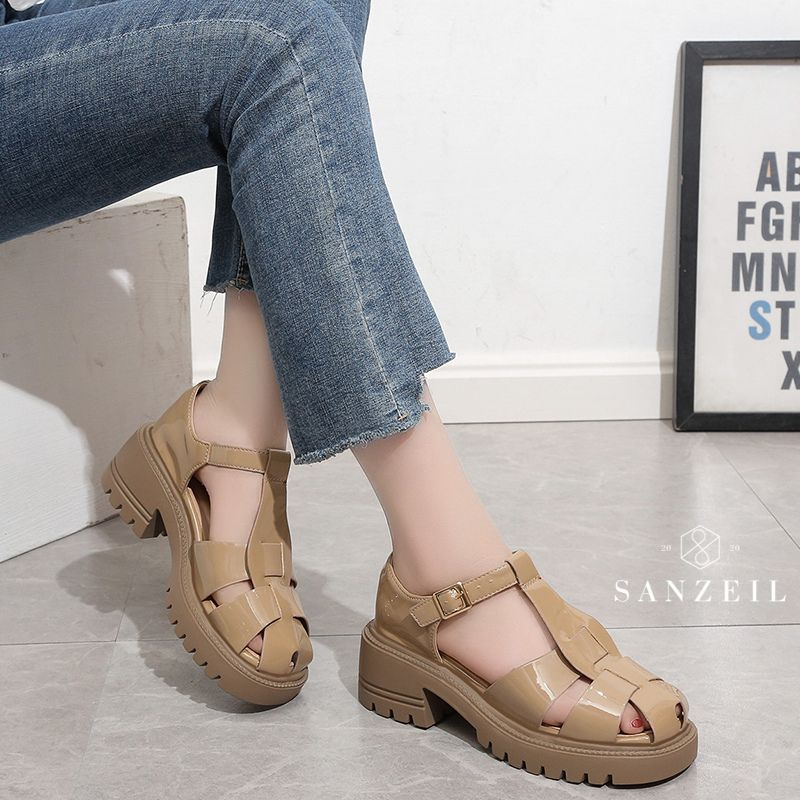 Sandal Wanita Hak Tebal GO41199 Sandal Wanita Tali Import