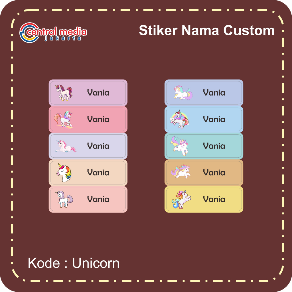 

80 Pcs Sticker Label Nama Anak Waterproof Custom Persegi Panjang