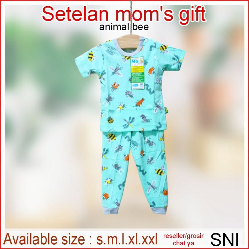 mom's gift cpr  setelan anak bayi 0-3 tahun motif animal bee / mom's gift terbaru baju pendek celana panjang