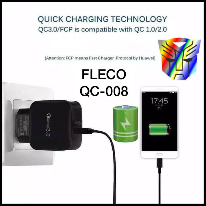 PROMO CHARGER FLECO PREMIUM QC008 MICRO FASTCHARGING QC3.0 ORIGINAL 3A [minigo]